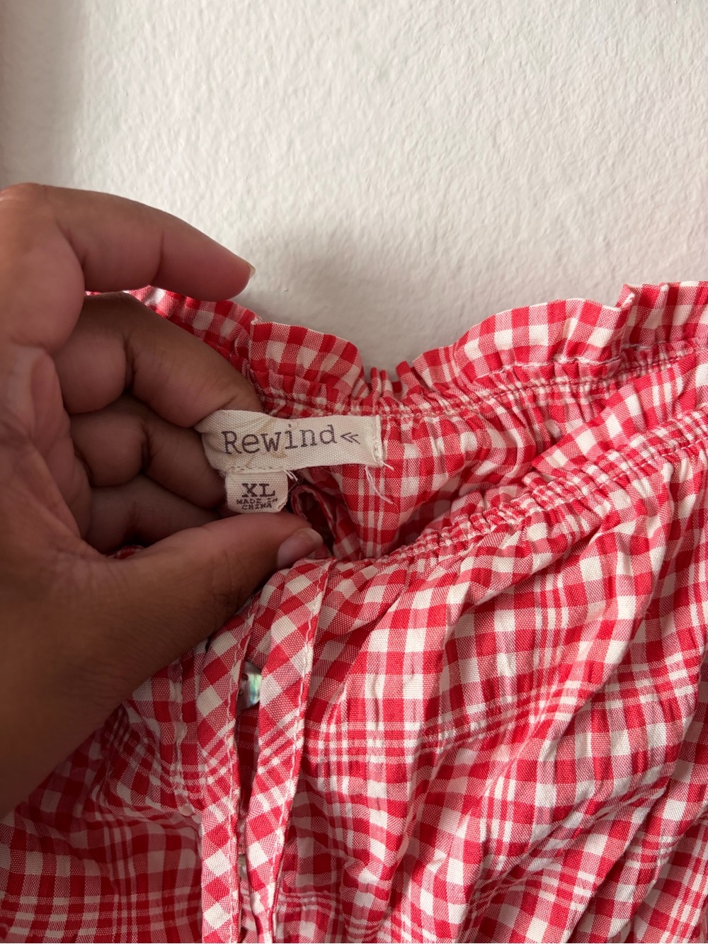 Rewind Red Gingham Ruffle Tank - Picture 2 of 6